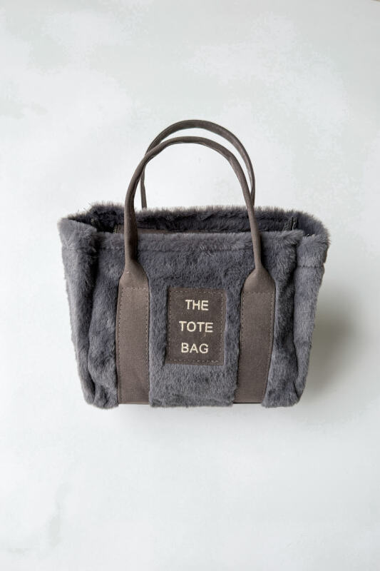 SET2038 Füme Örgü Bilek Bot - Tote Çanta - Deri Capp Üçlü Set - 3