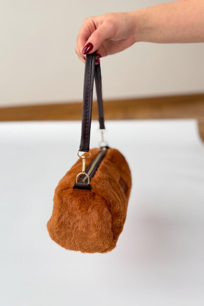 SET2039 Taba Orta Boy Bot-Çanta-Şapka-Şal Dörtlü Kürklü Set - 3