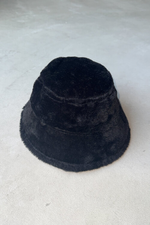 SET2044 Siyah Bilek Boy Bot-Şapka-Çanta Kürklü Üçlü Set  - 4