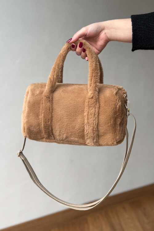 SET2044 Vizon Bilek Boy Bot-Şapka-Çanta Kürklü Üçlü Set - 3