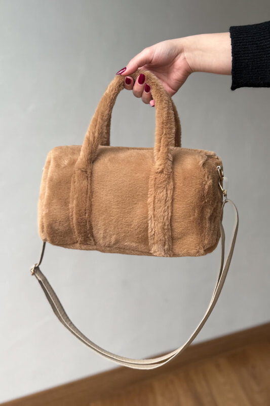 SET2044 Vizon Bilek Boy Bot-Şapka-Çanta Kürklü Üçlü Set - 3