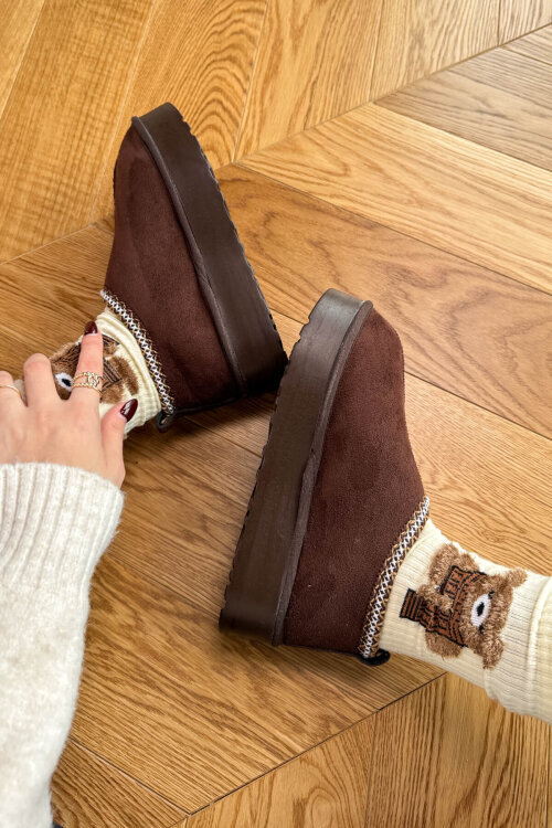 SET2045 Acı Kahve Bilek Boy Bot-Bucket Şapka-Çanta Üçlü Set (1)