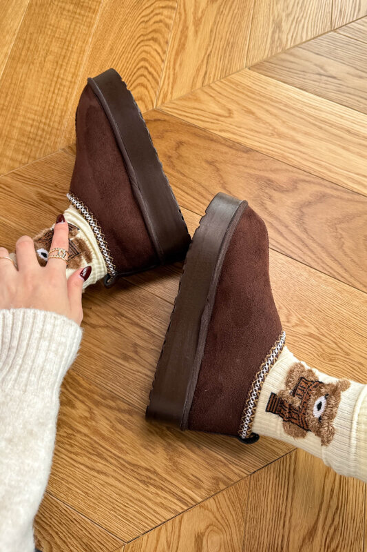 SET2045 Acı Kahve Bilek Boy Bot-Bucket Şapka-Çanta Üçlü Set - 2