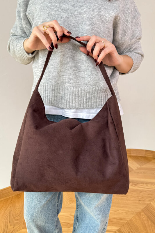 SET2047 Acı Kahve Orta Boy Bot-Bucket Şapka-Çanta-Şal Dörtlü Set - 3