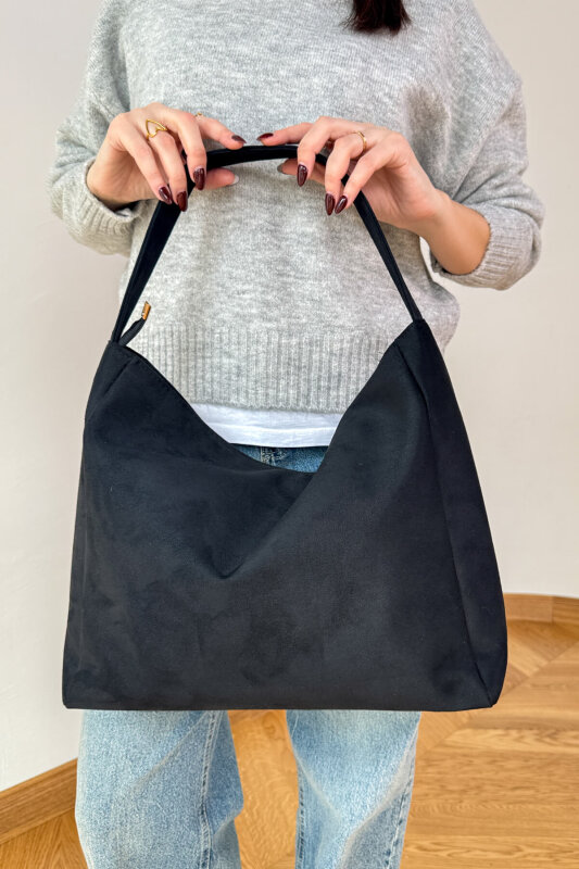 SET2047 Siyah Orta Boy Bot-Bucket Şapka-Çanta-Şal Dörtlü Set - 3