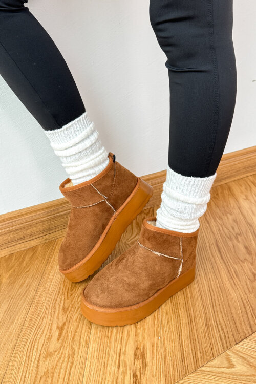 SET2047 Taba Orta Boy Bot-Bucket Şapka-Çanta-Şal Dörtlü Set - 2