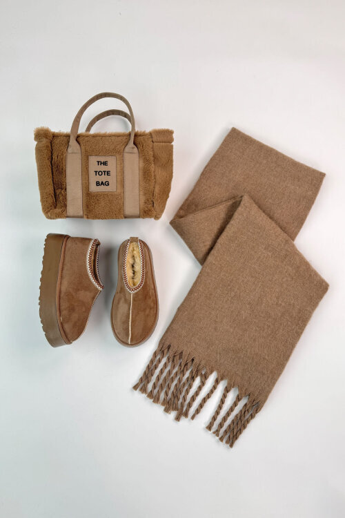 SET2048 Vizon Bilek Boy Bot-Çanta-Şal Üçlü Set 