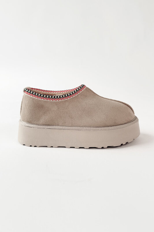 SET2051 Taş Rengi Bilek Boy Bot-Çanta-Şal-Üçlü Set - 3