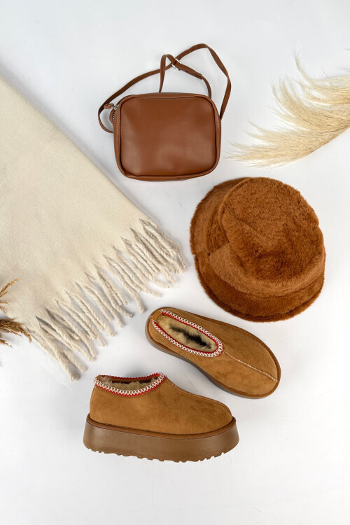 SET2052 Taba Bilek Boy Bot-Çanta-Şal-Şapka Dörtlü Set