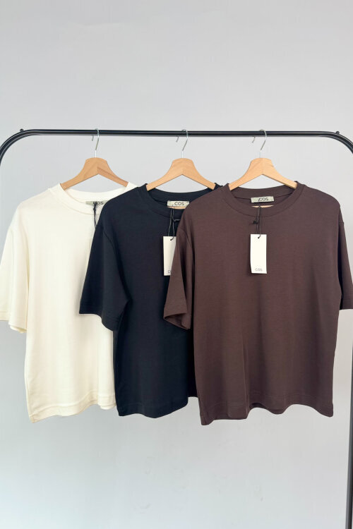 Ekru-Siyah-Kahve Avantajlı 3’lü Premium Organik Pamuk Tişört - %20 İndirimli  - SET3100 