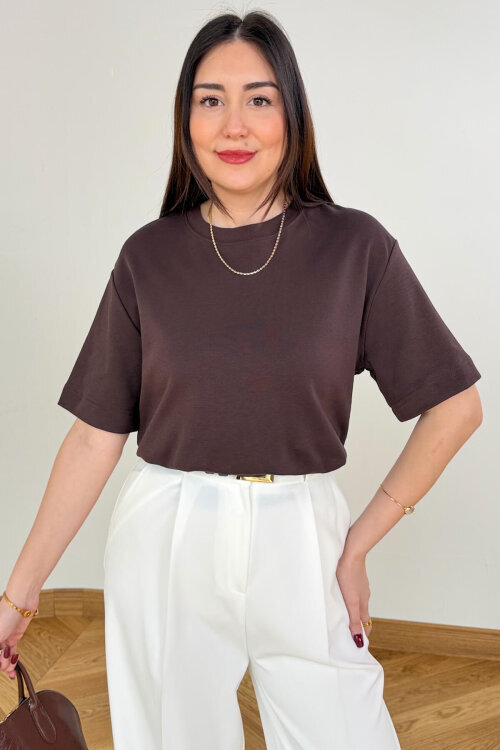 Ekru-Siyah-Kahve Avantajlı 3’lü Premium Organik Pamuk Tişört - %20 İndirimli  - SET3100 - 4