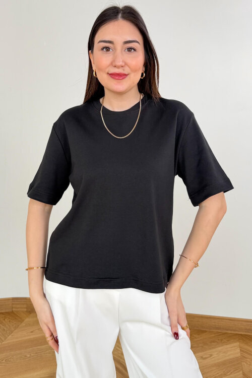 Ekru-Siyah-Lacivert Avantajlı 3’lü Premium Organik Pamuk Tişört - %20 İndirimli  - SET3100 - 4