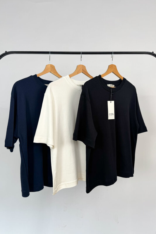 Ekru-Siyah-Lacivert Avantajlı 3’lü Premium Organik Pamuk Tişört - %20 İndirimli  - SET3100 - 1