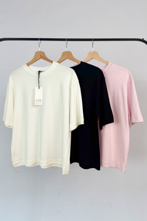 Ekru-Siyah-Pembe Avantajlı 3’lü Premium Organik Pamuk Tişört - %20 İndirimli  - SET3100 