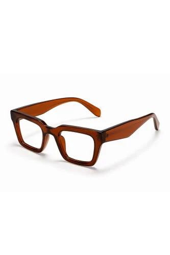 ŞFF-0002 Kahverengi Çerçeve Şeffaf Cam İmaj Gözlüğü