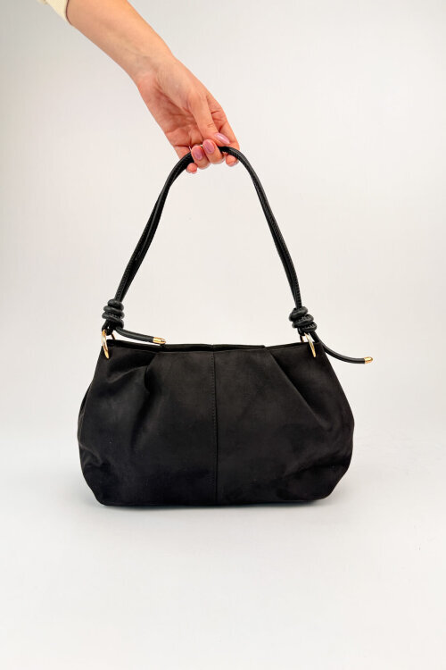 Sienna Serisi Siyah Süet Babet-Çanta-Kemer-Saat Seti - 3