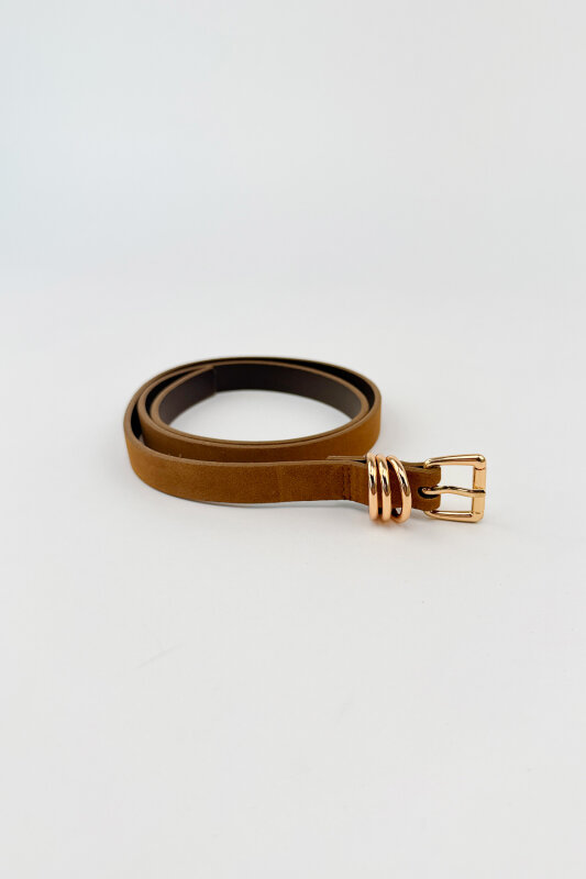 Sienna Serisi Taba Süet Babet-Çanta-Kemer-Saat Seti - 4