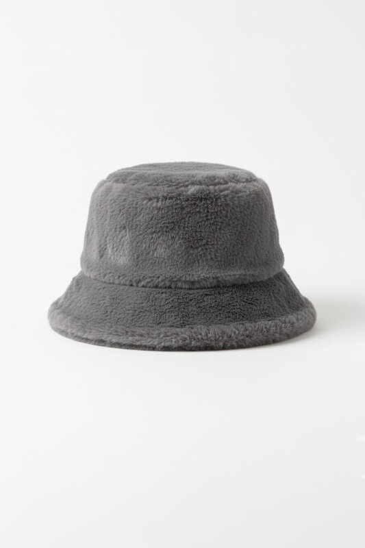 ŞPK-2003 Füme Kürklü Kumaş Bucket Şapka - 1