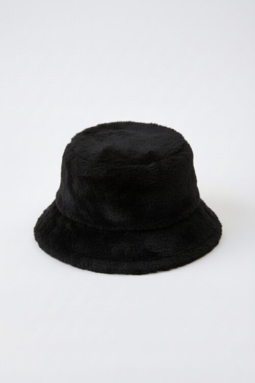 ŞPK-2003 Siyah Kürklü Kumaş Bucket Şapka 