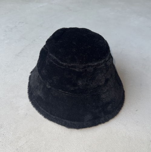 ŞPK-2003 Siyah Kürklü Kumaş Bucket Şapka - Cappmoda