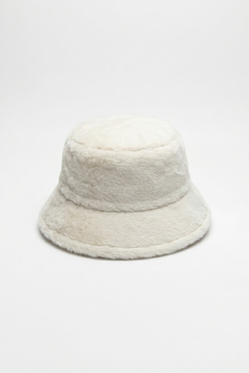 ŞPK-2003 Taş Rengi Kürklü Kumaş Bucket Şapka 