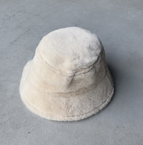 ŞPK-2003 Taş Rengi Kürklü Kumaş Bucket Şapka - Cappmoda