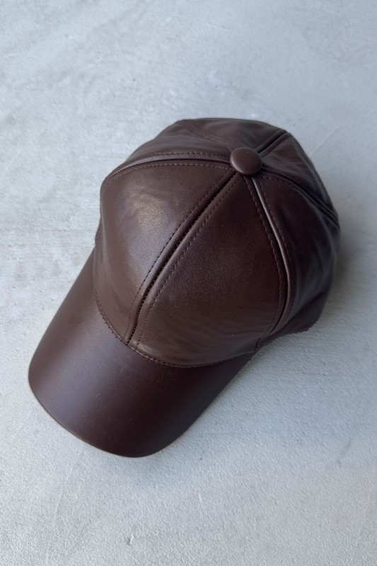ŞPK-2005 Acı Kahve Suni Deri Cap Şapka - 3