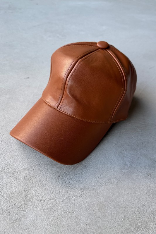 ŞPK-2005 Taba Suni Deri Cap Şapka - 3