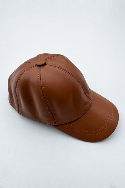 ŞPK-2005 Taba Suni Deri Cap Şapka - 4