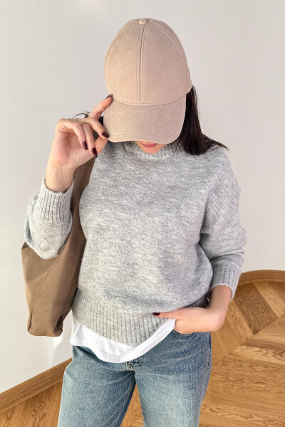 ŞPK-2010 Taş Rengi Süet Basic Cap Şapka - Cappmoda (1)