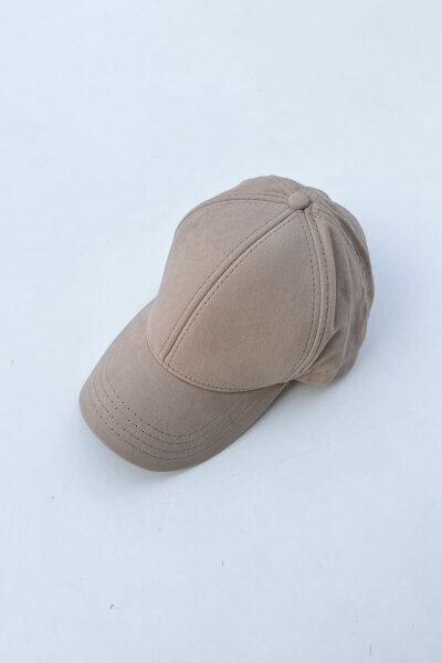 ŞPK-2010 Taş Rengi Süet Basic Cap Şapka - 3