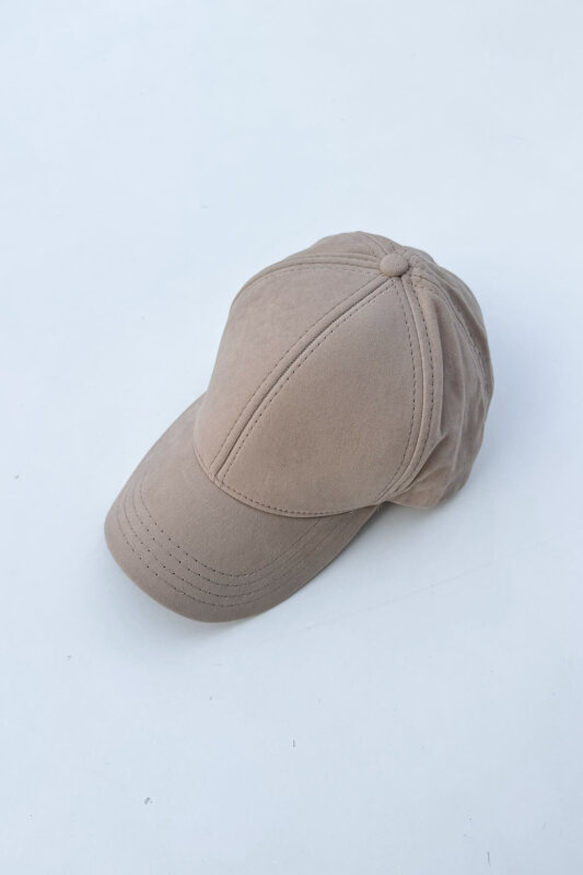 ŞPK-2010 Taş Rengi Süet Basic Cap Şapka - 3