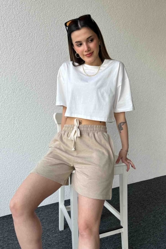 ŞRT-16025 Vizon İpli Uzun Lastikli Şort - 2