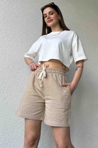 ŞRT-16025 Vizon İpli Uzun Lastikli Şort - 1