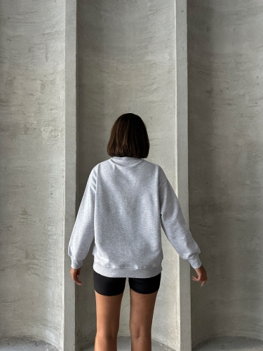 SWT-14258 Karmelanj Basic İki İplik Şardonlu Mevsimlik Kumaş Bisiklet Yaka Sweatshirt - 4