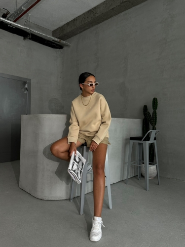 SWT-14262 Vizon Move Forvard Kabartma Baskılı Üç İplik Şardonlu Bisiklet Yaka Sweatshirt - 6