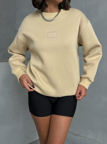 SWT-14275 Vizon Bring To Me Life Yazı Kabartma Baskılı Üç İplik Şardonlu Sweatshirt - 5