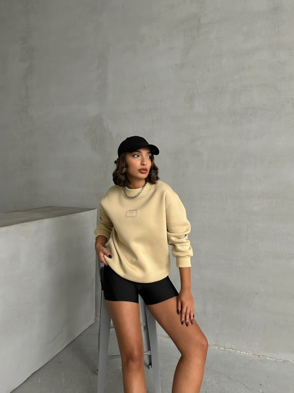 SWT-14275 Vizon Bring To Me Life Yazı Kabartma Baskılı Üç İplik Şardonlu Sweatshirt - 6