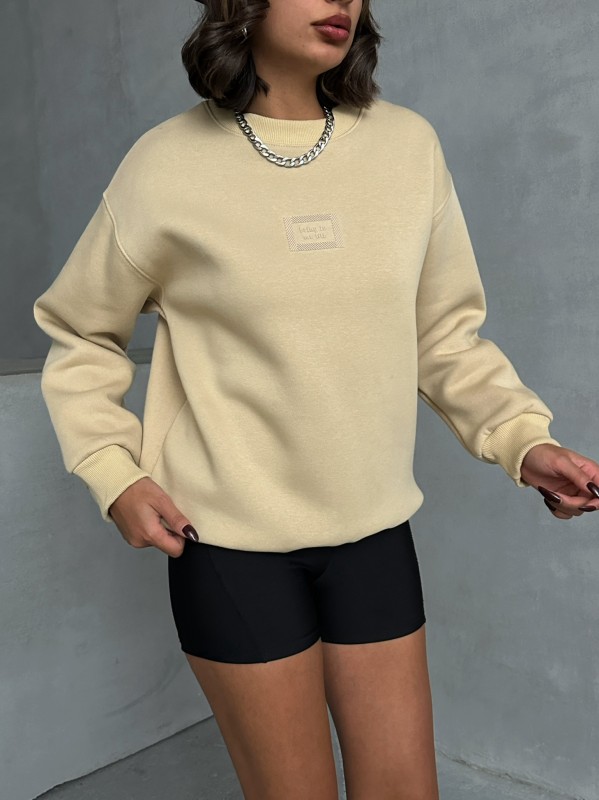 SWT-14275 Vizon Bring To Me Life Yazı Kabartma Baskılı Üç İplik Şardonlu Sweatshirt - 2