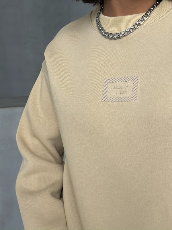 SWT-14275 Vizon Bring To Me Life Yazı Kabartma Baskılı Üç İplik Şardonlu Sweatshirt - 3