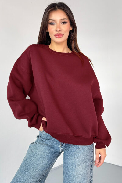 SWT-1652 Bordo Basic Oversize Sweatshirt (1)