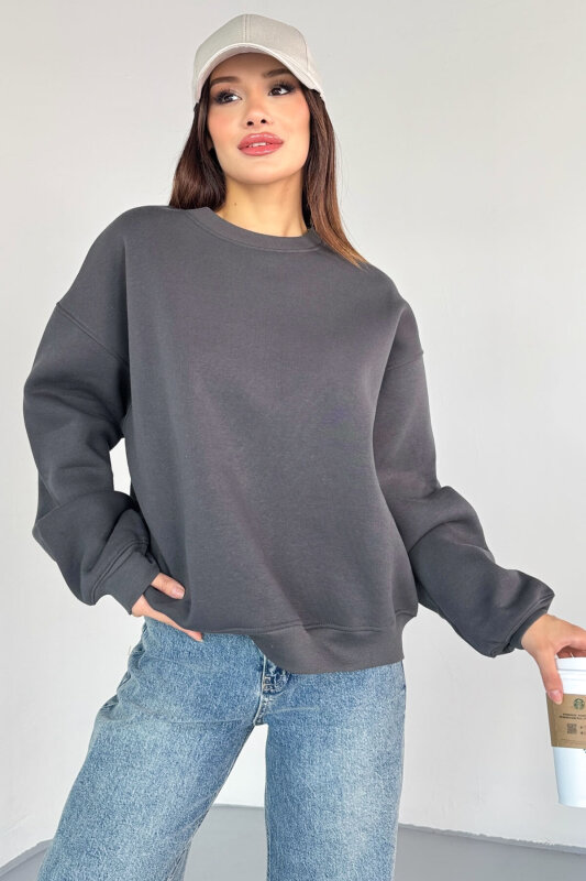 SWT-1652 Füme Basic Oversize Sweatshirt - 2