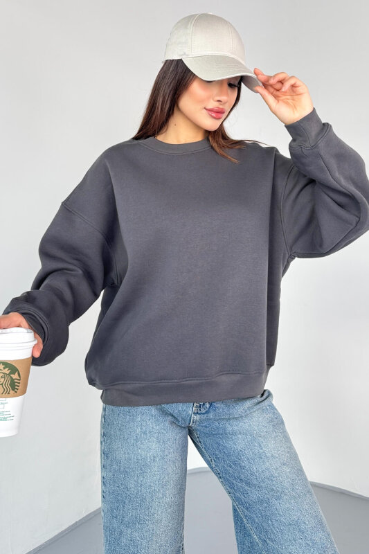 SWT-1652 Füme Basic Oversize Sweatshirt - 1
