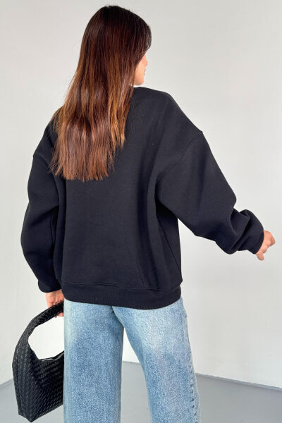 SWT-1652 Siyah Basic Oversize Sweatshirt (1)