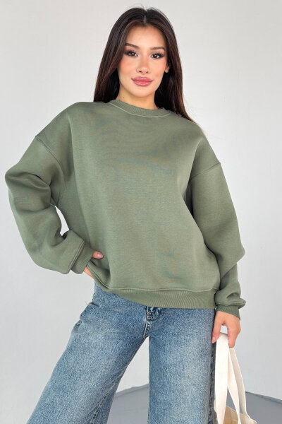 SWT-1652 Yeşil Basic Oversize Sweatshirt