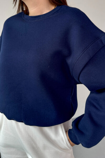 SWT-1653 Lacivert X Dikişli Kol Parçalı Oversize Sweatshirt  (1)