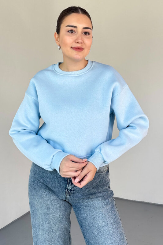 SWT-226 Bebe Mavi Basic Bisiklet Yaka Sweatshirt - 1