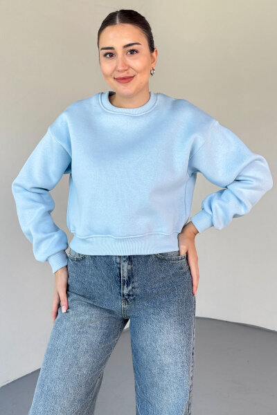 SWT-226 Bebe Mavi Basic Bisiklet Yaka Sweatshirt (1)