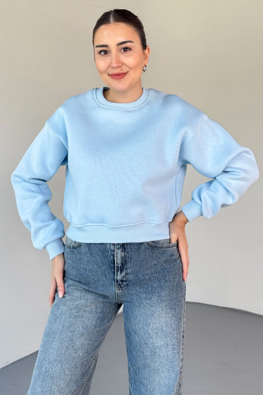 SWT-226 Bebe Mavi Basic Bisiklet Yaka Sweatshirt - 2