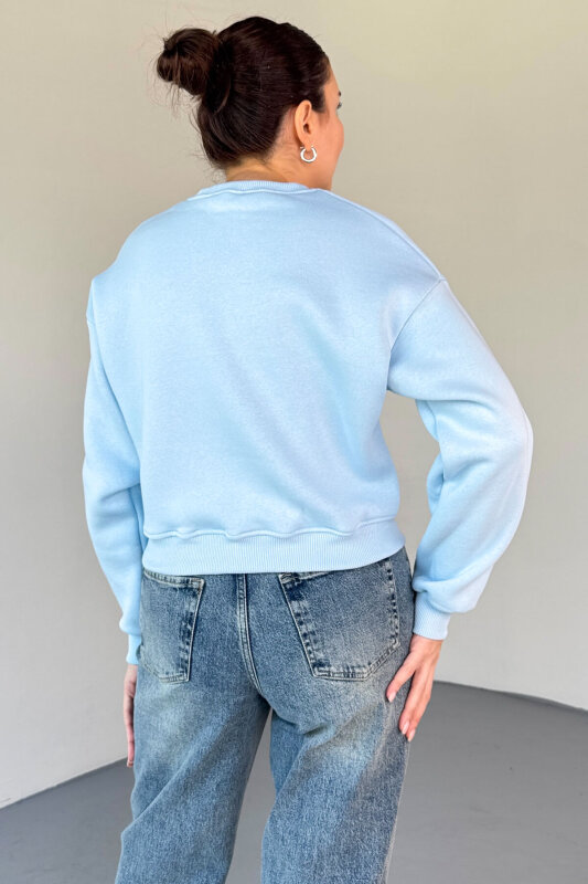 SWT-226 Bebe Mavi Basic Bisiklet Yaka Sweatshirt - 3